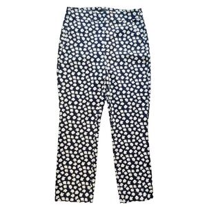 J.Crew Womens 10 Floral Chino Pants Navy White Pull On Cotton Blend Side Zip